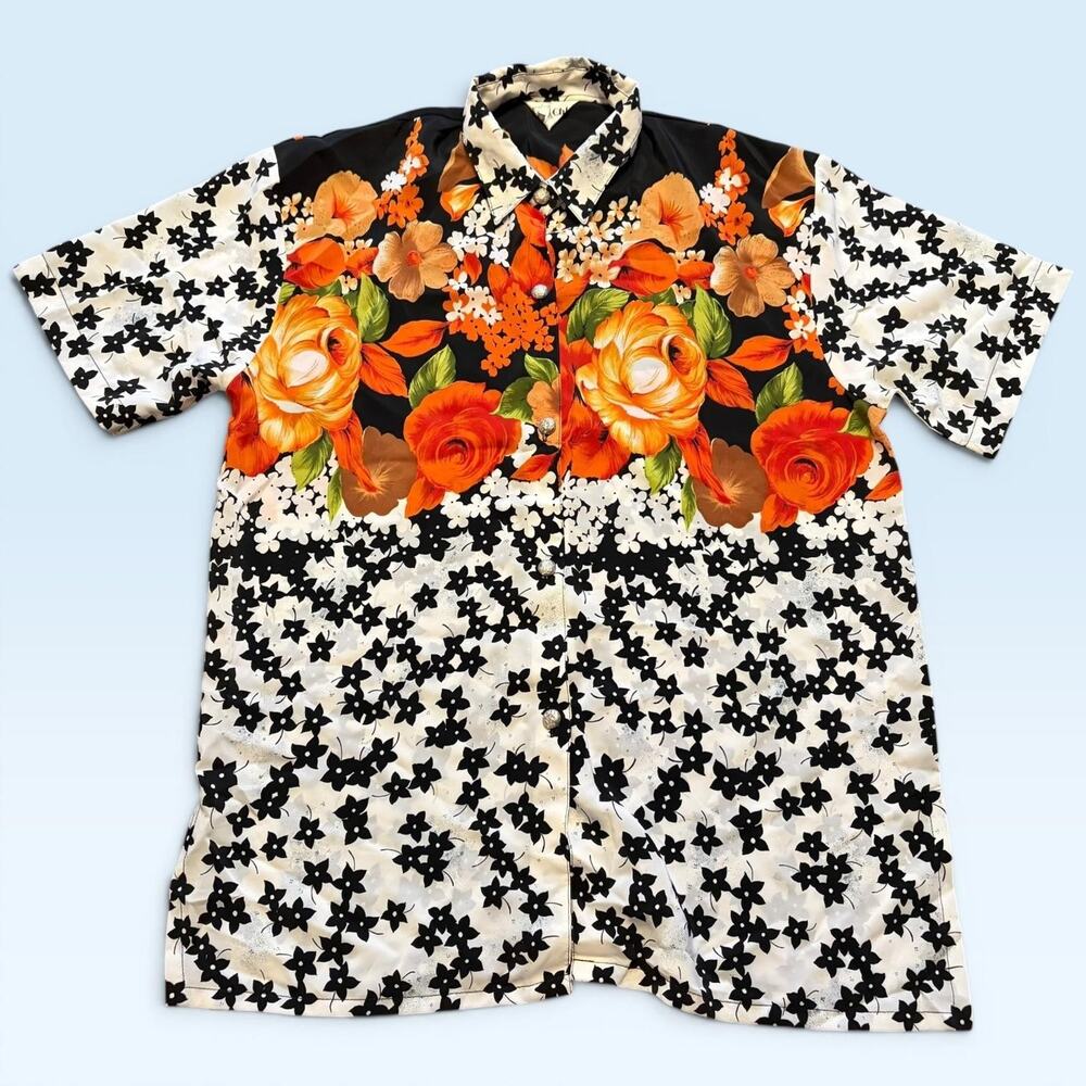 Chloé Vintage Floral Print Short Sleeve Shirt Women's See Measurements Rare